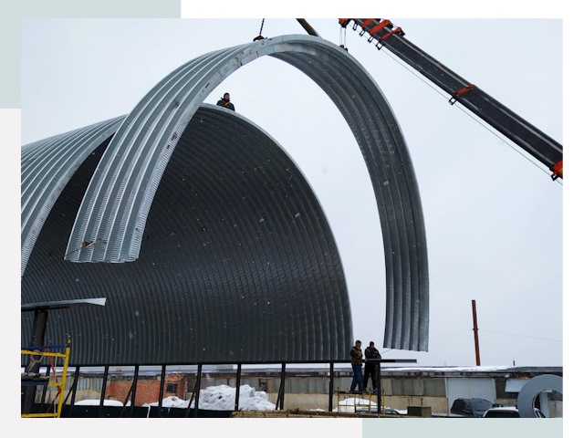 Полукруглые ангары в Щелково